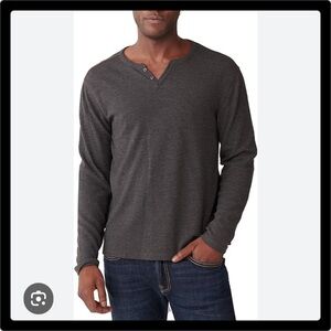 Lucky Brand Long Sleeve 4 Button Shirt Med Gray/Blue